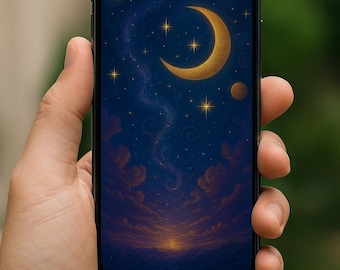 Mystic Galaxy Phone Wallpaper: Celestial Dreamscape Lock Screen (Digital Download)