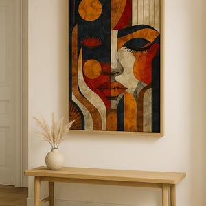 Abstract Woman Wall Art – Afro Boho Face Art Print – Bold Geometric ...