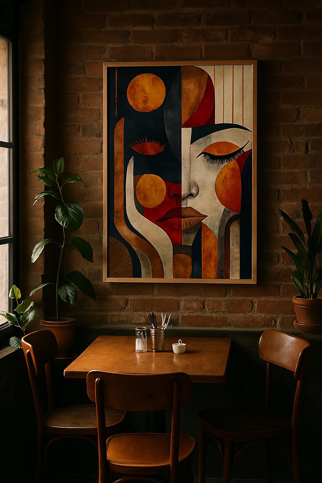 Abstract Woman Wall Art – Afro Boho Face Art Print – Bold Geometric ...