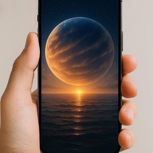 Surreal Glass Planet Wallpaper: Cosmic Ocean Sci-Fi Art (Digital Download)
