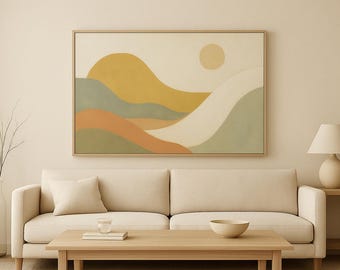Japandi Landskapstryck: Minimalistisk abstrakt väggkonst (digital nedladdning)