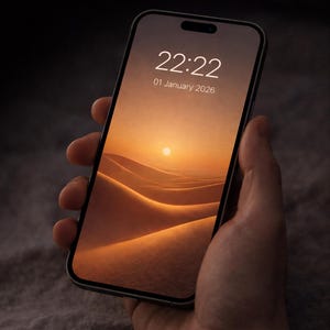 Sonnenuntergang in der Wüste iPhone Hintergrundbild, Telefon Hintergrund, Minimalistisch Sperrbildschirm (Digitaler Download)