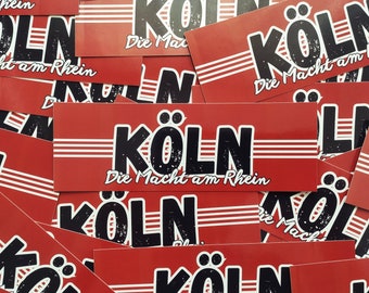 100x Köln Sticker/ Fußball Aufkleber 'Die Macht vom Rhein'/ FC Ultras/ Fanartikel/ 100-400 Stk./ PVC/ 148x50mm