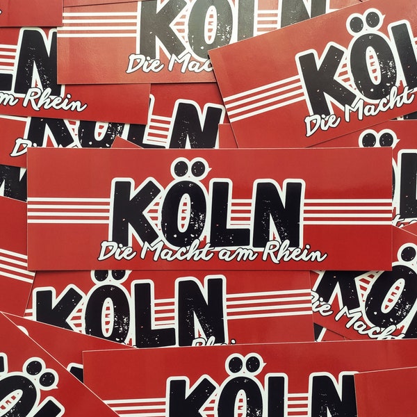 100x Köln Sticker/ Fußball Aufkleber 'Die Macht vom Rhein'/ FC Ultras/ Fanartikel/ 100-400 Stk./ PVC/ 148x50mm