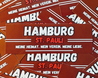 100x St. Pauli Sticker/ Fußball Aufkleber Hamburg/ Hansestadt/ Ultras/ Fanartikel/ PVC/ 14,8x5,0 cm