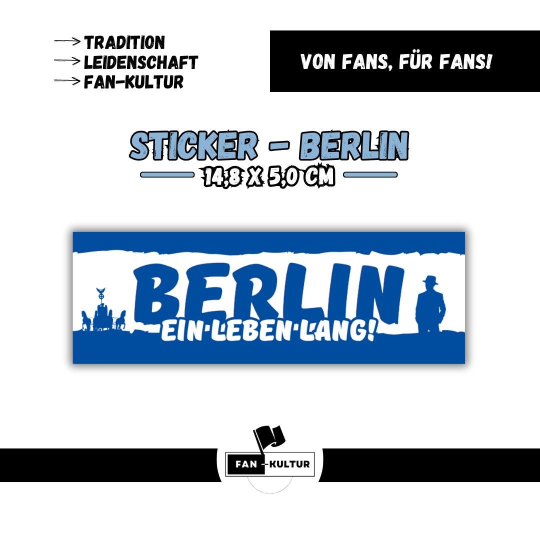 Berlin Sticker Set 100x - 'Blau-Weiß!' Fußball Fanartikel | 10,5x10,5 Cm Wetterfeste Aufkleber