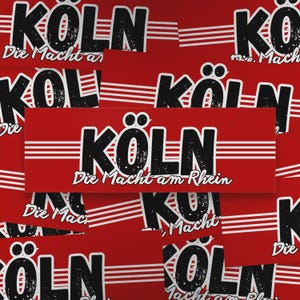 100x Köln Sticker/ Aufkleber 'Die Macht vom Rhein'/ Fußball Fanartikel/ 14,8x5,0 cm/ PVC/ wetterfest/ Fan-Kultur