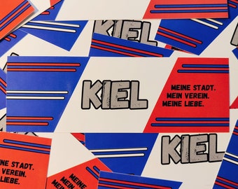 100x Kiel Sticker/ Fußball Aufkleber/ Ultras/ Fanartikel/ PVC/ 14,8x5,0cm