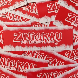 100x Zwickau Sticker/ Aufkleber 'Ein Leben lang'/ Fußball Fanartikel/ 14,8x5,0 cm/ PVC/ wetterfest