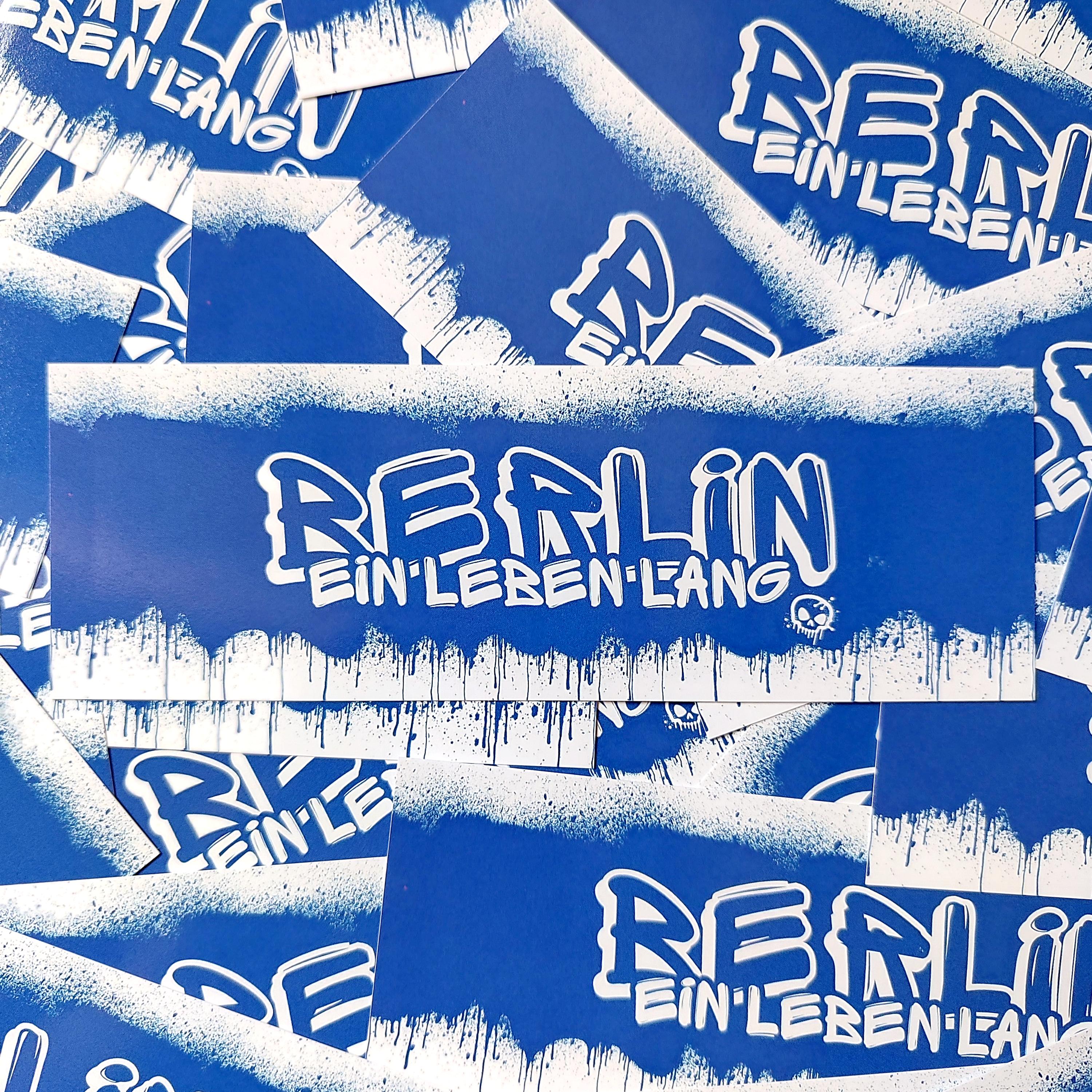 Fan-Kultur Berlin Sticker 100x - 10,5x10,5 Cm Wetterfest Aufkleber Blau-Weiß