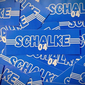 100x Schalke Sticker/ Fußball Aufkleber 04/ Gelsenkirchen/ Ultras/ Fanartikel/ PVC/ 14,8x5,0 cm