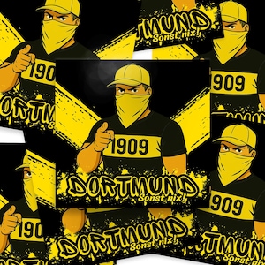 100x autocollants Dortmund / autocollants 'Nothing Else!' / articles de supporter de football / 10,5 x 10,5 cm / PVC / résistant aux intempéries / culture des supporters