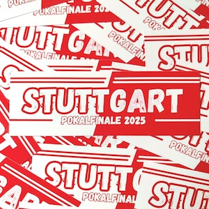 100x Stuttgart Sticker/ Aufkleber 'Pokalfinale'/ Cannstatt/ Fußball Fanartikel/ 14,8x5,0 cm/ PVC/ wetterfest