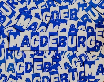 100x Magdeburg Sticker/ Aufkleber Blau-Weiß/ Ultras/ Fanartikel Fußball/ PVC/ 19,6x4,2 cm