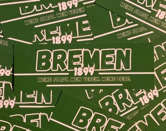 100x Bremen stickers/football stickers 1899/Hanseatic city/Ultras/fan articles/PVC/14.8 x 5.0 cm