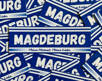 100x Magdeburg Sticker/ Fußball Aufkleber Heimat/ Ultras/ Fanartikel Fußball/ PVC/ 14,8x5,0 cm