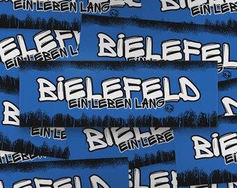 100x Bielefeld Sticker/ Aufkleber 'Ein Leben lang'/ Fußball Fanartikel/ PVC/ 14,8x5,0 cm/ wetterfest/ Fan-Kultur