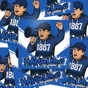 100x Hamburg Stickers / 'We zijn terug!' / Hanzestad / Voetbalfanartikelen / 10,5 x 10,5 cm / PVC / weerbestendig