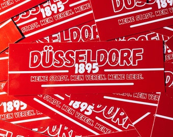 100x Düsseldorf Sticker/ Fußball Aufkleber 1895/ Ultras/ Fanartikel/ 100-400 Stk./ 14,8x5,0 cm