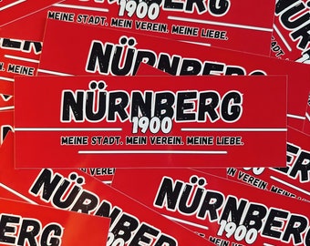 100x Nürnberg Sticker/ Aufkleber &#39;1900&#39;/ Fußball Fanartikel/ 14,8x5,0 cm/ PVC/ wetterfest