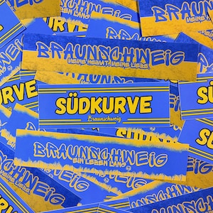 300x Braunschweig Sticker/ Aufkleber Mix/ 'Ein Leben lang', 'Südkurve', 'Meine Liebe'/ Fußball Fanartikel/ PVC/ wetterfest