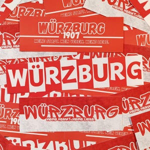 300x Würzburg Sticker/ Aufkleber Mix/ 'Meine Liebe', 'Balken', '1907'/ Fußball Fanartikel/ PVC/ wetterfest