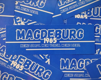 100x Magdeburg Sticker/ Aufkleber &#39;1965&#39;/ Fußball Fanartikel/ 14,8x5,0 cm/ PVC/ wetterfest