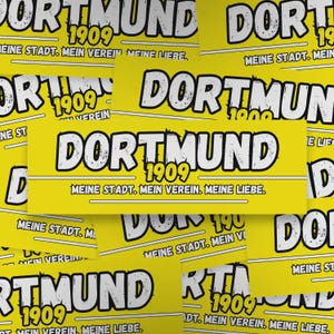 100x Dortmund stickers/ stickers '1909'/ football fan articles/ 14.8 x 5.0 cm/ PVC/ weatherproof/ fan culture