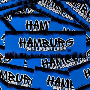 100x Hamburg Sticker/ Aufkleber 'Ein Leben lang'/ Hansestadt/ Fußball Fanartikel/ PVC/ 14,8x5,0 cm/ wetterfest