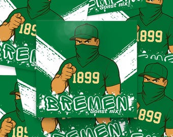 100x Bremen Stickers / Stickers 'Niets anders!' / Voetbalfanartikelen / 10,5 x 10,5 cm / PVC / weerbestendig / Fancultuur
