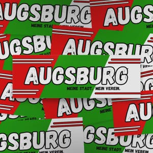 100x Autocollants Augsbourg / Autocollants « Ma ville » / Articles de supporter de football / PVC / 14,8 x 5,0 cm / Résistant aux intempéries / Culture des supporters