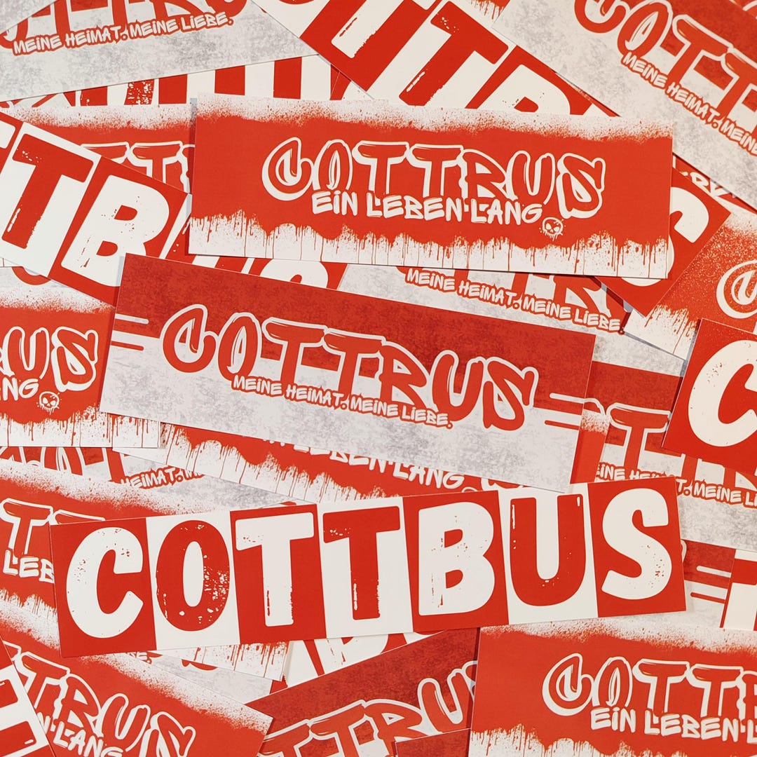 100x Cottbus Aufkleber 'Ein Leben Lang' - Fußball Fanartikel PVC