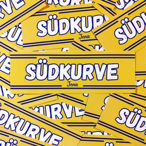 100x Jena Sticker/ Aufkleber 'Südkurve'/ Fußball Fanartikel/ PVC/ 14,8x5,0 cm/ wetterfest