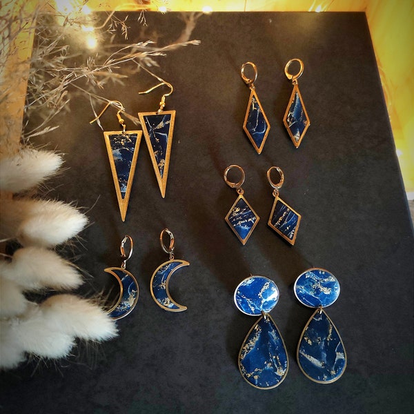 Boucles d'oreilles bleu nuit