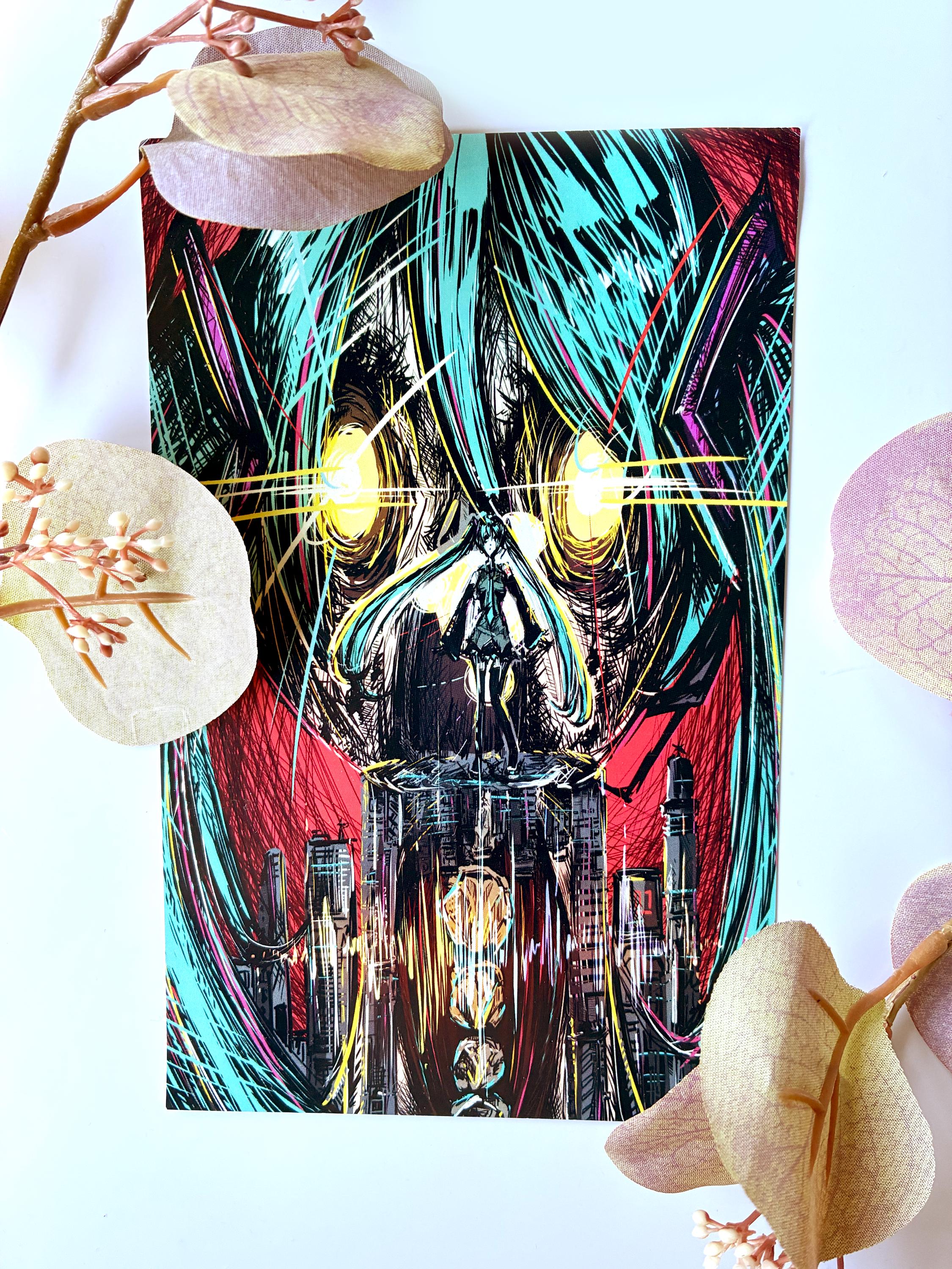 Hatsune Miku Vocaloid Anime Girl in Gothic Scene Print | Anime Gifts