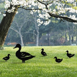 Metal Duck Family Garden Stake - Farmhouse Animal Art Decor