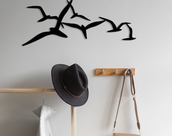 Metalowa dekoracja ścienna z mewą, wystrój domu z ptakami nadmorskimi