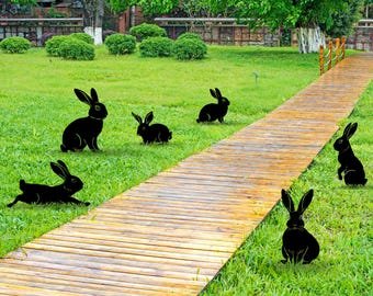 Metalowy palik ogrodowy dla rodziny królików, dekoracja do domu w stylu wiejskim