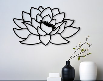 Metalowa dekoracja ścienna Lotus: dekoracja kwiatowa do wnętrz i na zewnątrz (zestaw 3 sztuk)