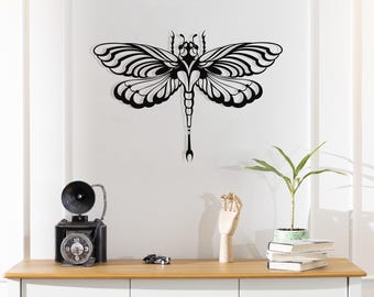 Metalowa dekoracja ścienna z ważką: dekoracja do ogrodu i do wewnątrz