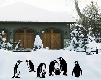 Metalowy palik ogrodowy w kształcie pingwina, dekoracja ogrodowa w kształcie śniegu