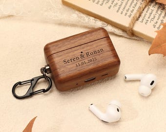 Retro Wood AirPods Pro Case, Mid Century Modern Earphone Cover for Pro 2/3, Personalized Gift for AirPods 1/2/3/4, Audiophile Tech,Valentine