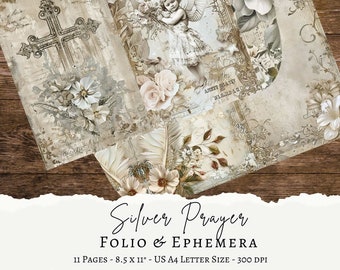 Silver Prayer Digital Folio Kit: Christian Faith Ephemera