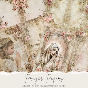 Papier gebedsdagboek | Heilige Maria | Geloofsdagboek | Moeder Maria | Digitale kit | Gebedspagina's | Christelijk dagboek | Religieuze ephemera | Geloof