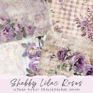 Diario basura con rosas lilas desgastadas, páginas con rosas, papel rosa, efímeras desgastadas, rosas de papel cuadriculado, efímeras de rosas, fondo con rosas, páginas desgastadas