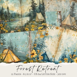 Diário de acampamento digital, diário de viagem, diário de caravana digital, histórico de acampamento, páginas ao ar livre, diário de caravana, itens efêmeros de acampamento