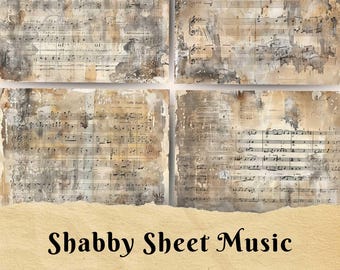 Vintage Sheet Music: Shabby Printable Paper for Junk Journals (Digital Paper)