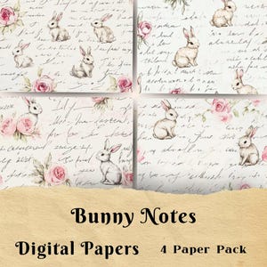 Note di coniglio, diario di Pasqua, sceneggiatura, diario stampabile, carta digitale, carta per album, carta per calligrafia, note di Pasqua, carta di Pasqua