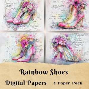 Scarpe arcobaleno, carta da giornale spazzatura, carta per album, cancelleria, carta da sfondo, colori arcobaleno, scarpe e stivali, abbigliamento, calzature