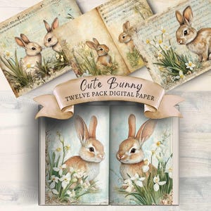 Ostern Junk Journal, druckbares Journal, Scrapbooking Papier, Bastelbedarf, digitaler Download, Ostern, Frühling Journal, Narzisse,Kaninchen,Kaninchen